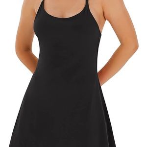Black tennis dress with built in bra and shorts with pockets